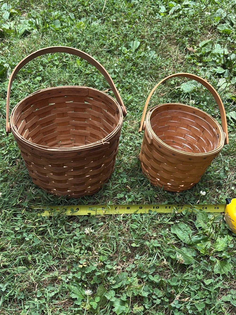 Longaberger  Handwoven Brown Woven fruit Basket with Handle - Set of 2